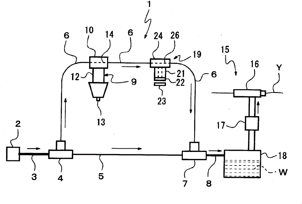 Cooling device for water spraying weaving machine