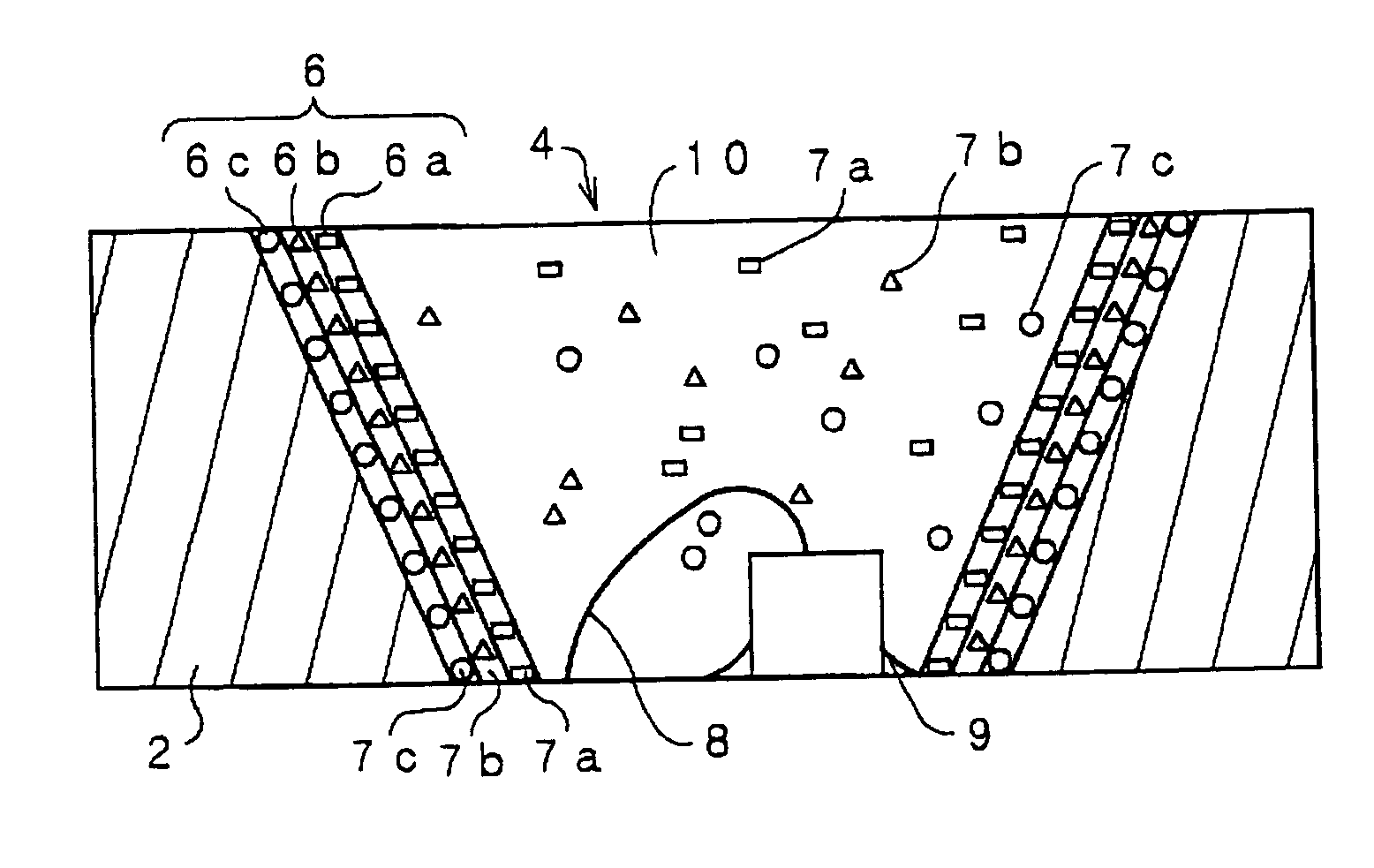 LED device including phosphor layers on the reflecting surface