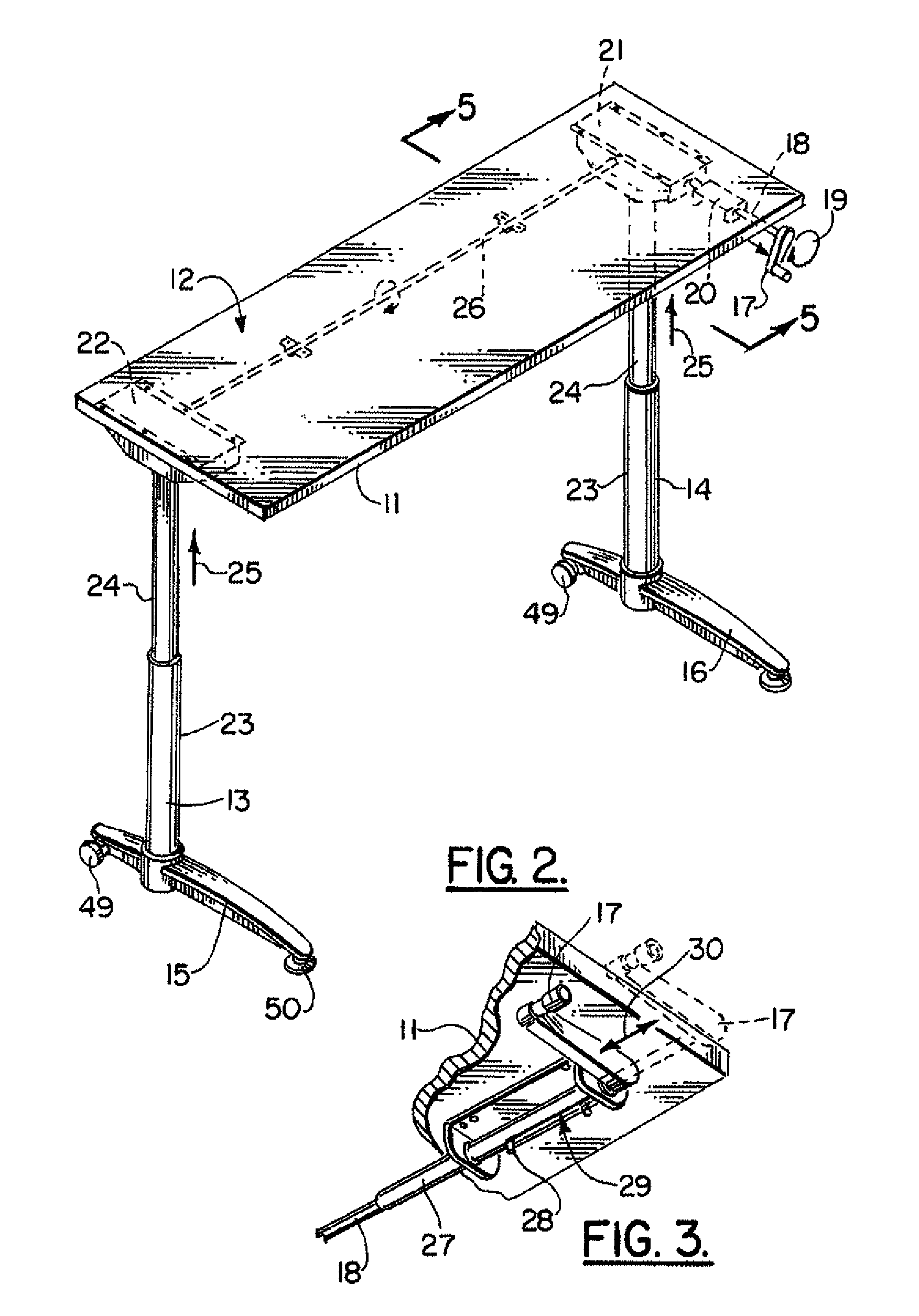 Height adjustable table