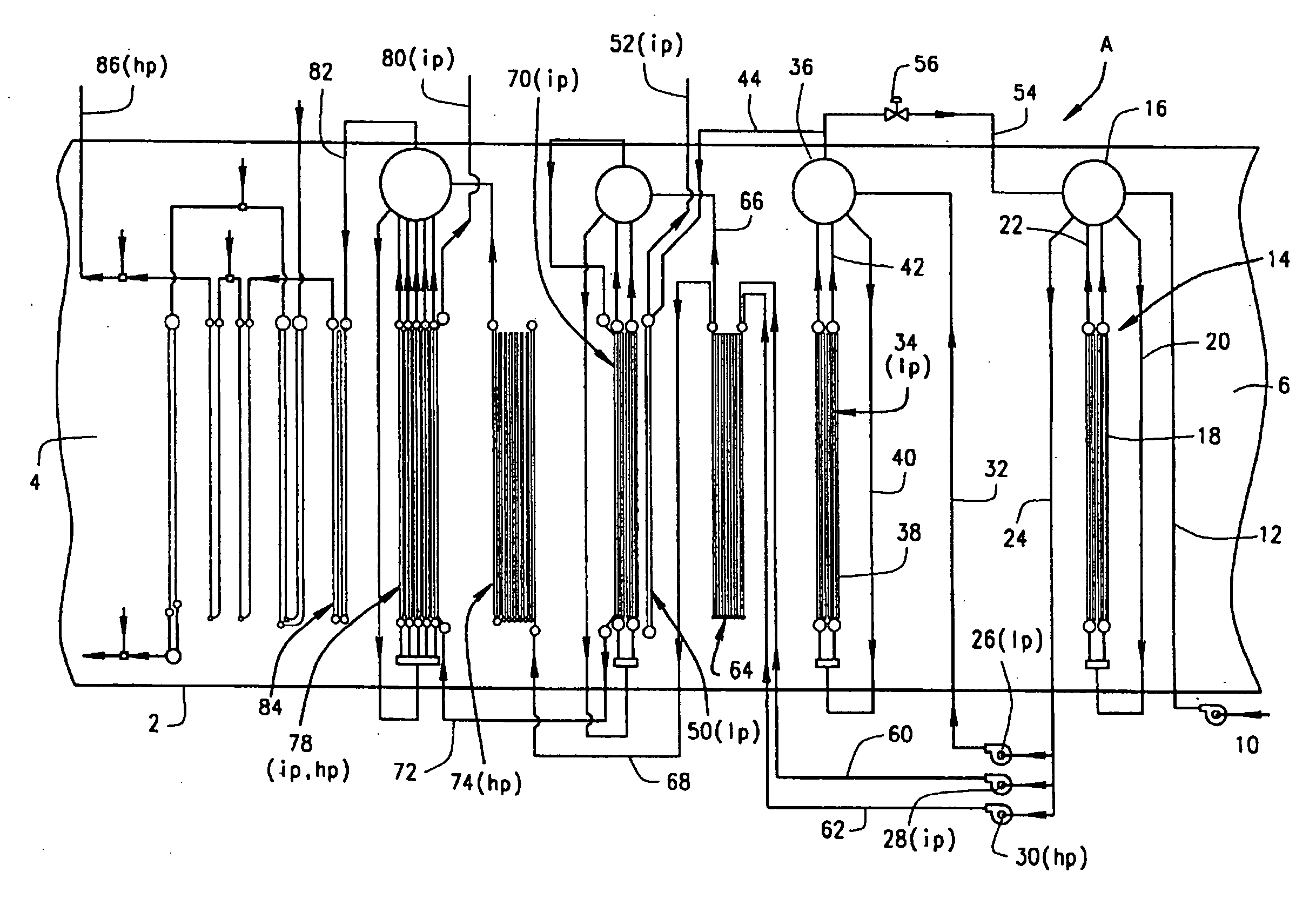 Process and apparatus for heating feedwater in a heat recovery steam generator