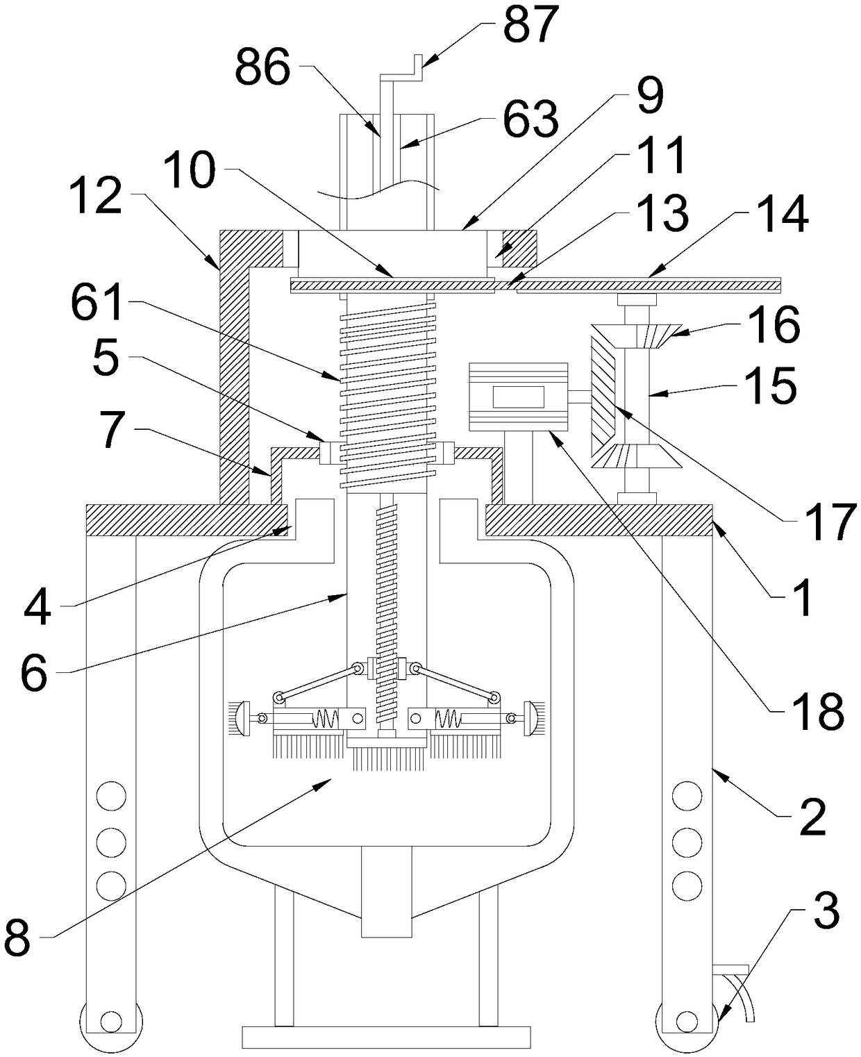 Mechanical cleaning device for glass reaction kettle