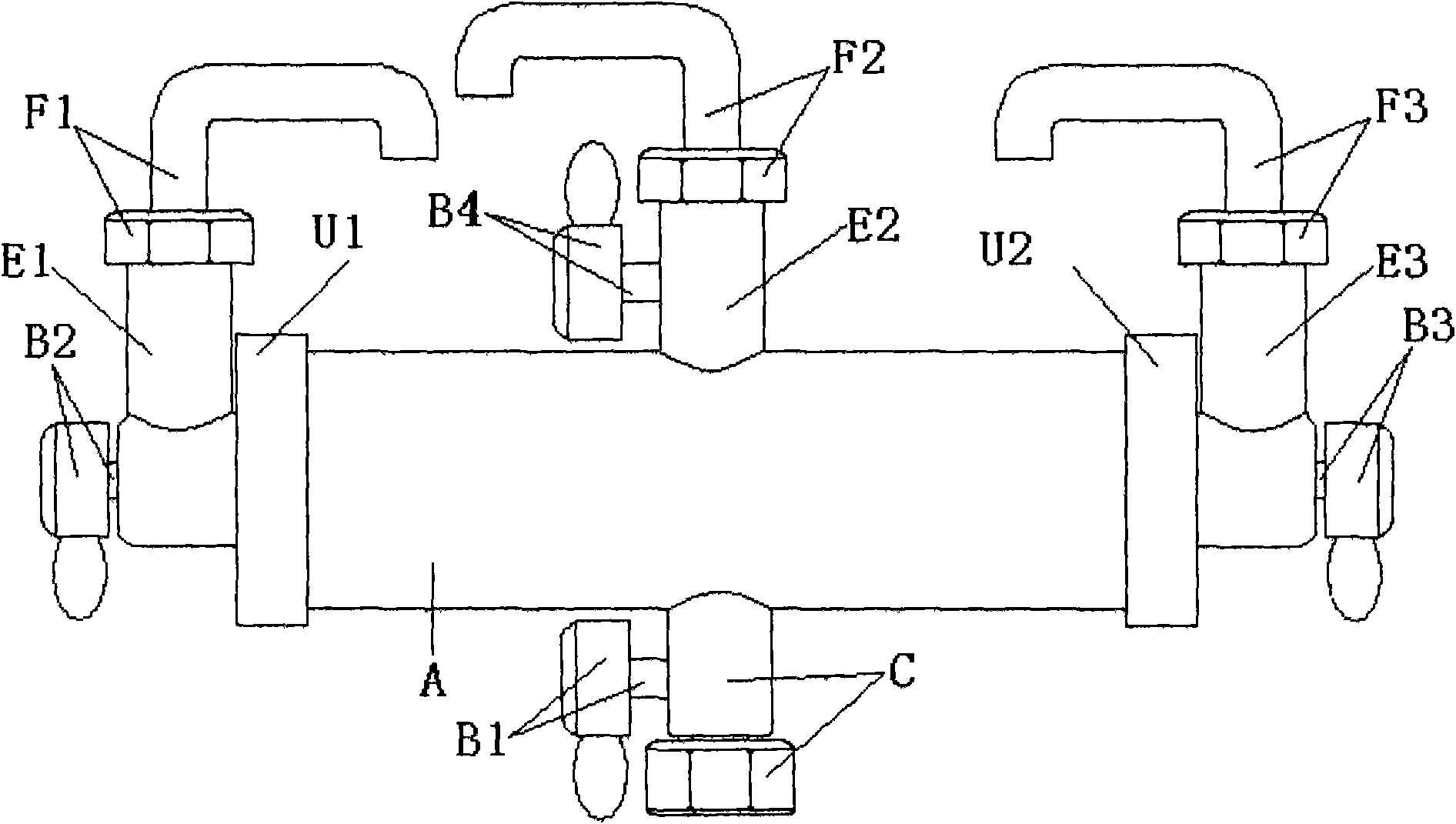 Horizontal type three-tube siamesed tap with water filter