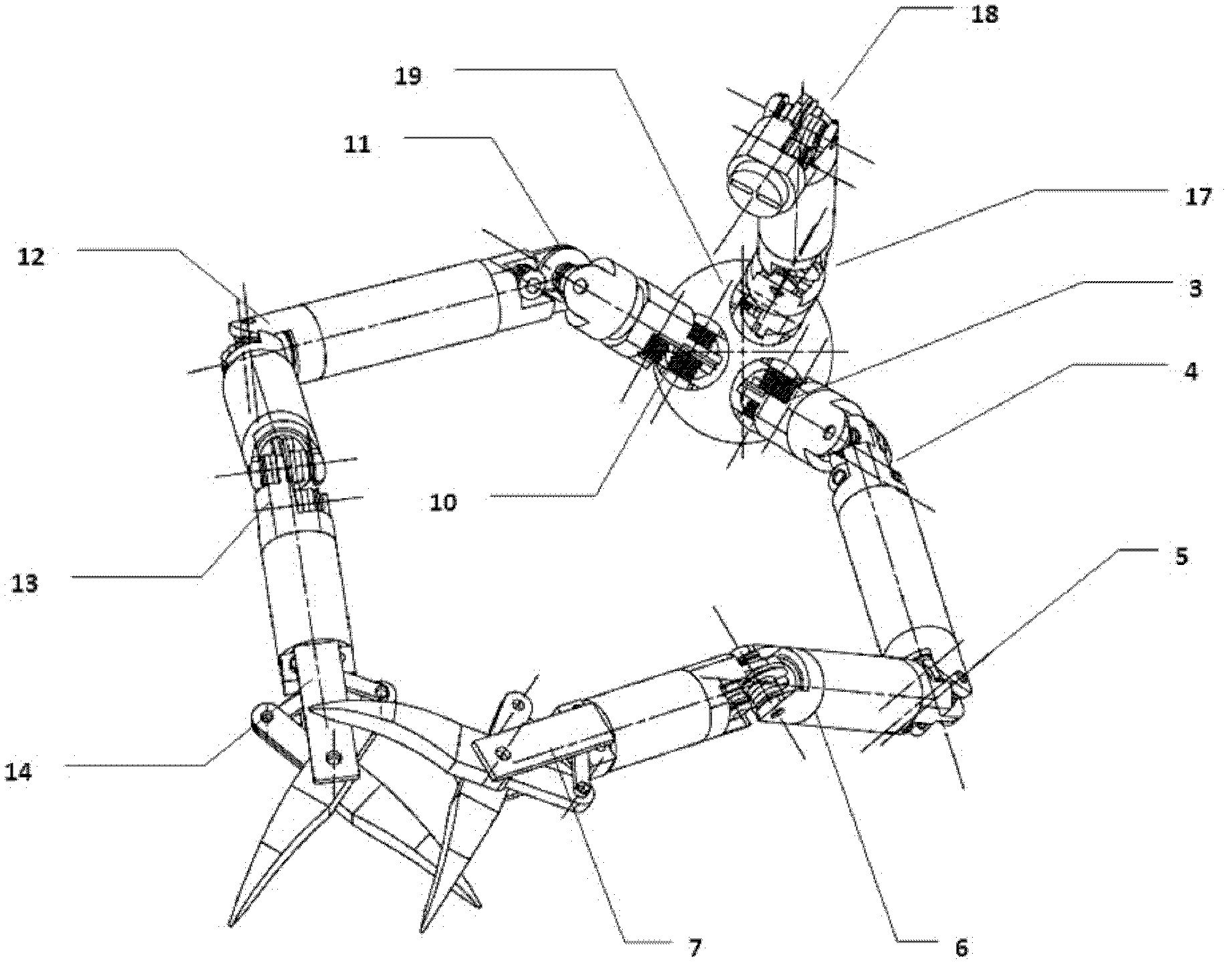 Multi-degree-of-freedom single-wound-hole robot flexible hand for celiac minimally invasive surgery