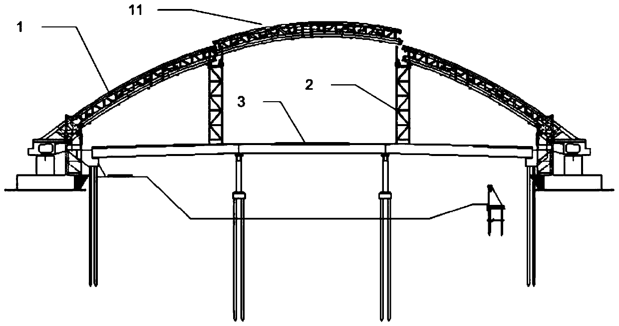 A construction method for the steel arch of a large-span inverted triangle CFST arch bridge