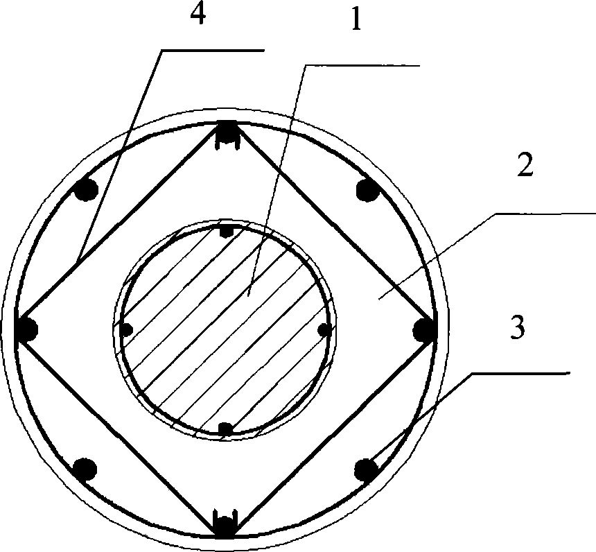 Recycled concrete superposed column and its implementing method