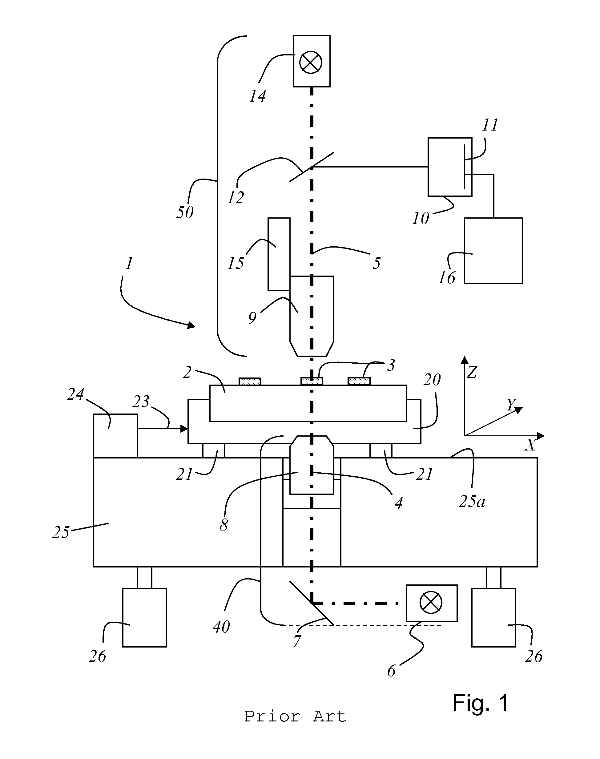 Device for determining the position of at least one structure on an object, use of an illumination apparatus with the device and use of protective gas with the device