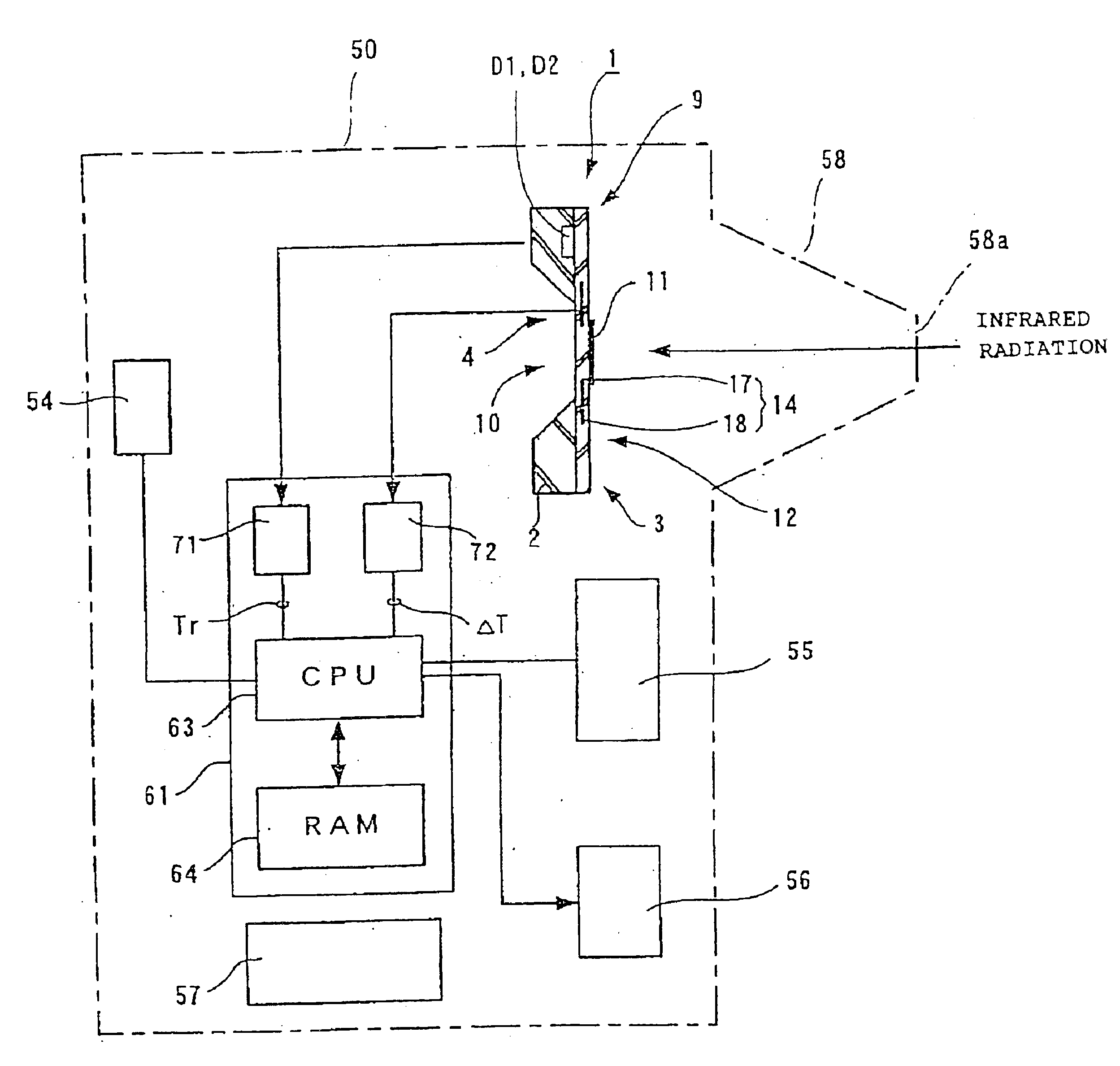 Infrared detecting element, method of manufacturing the same and temperature measuring device