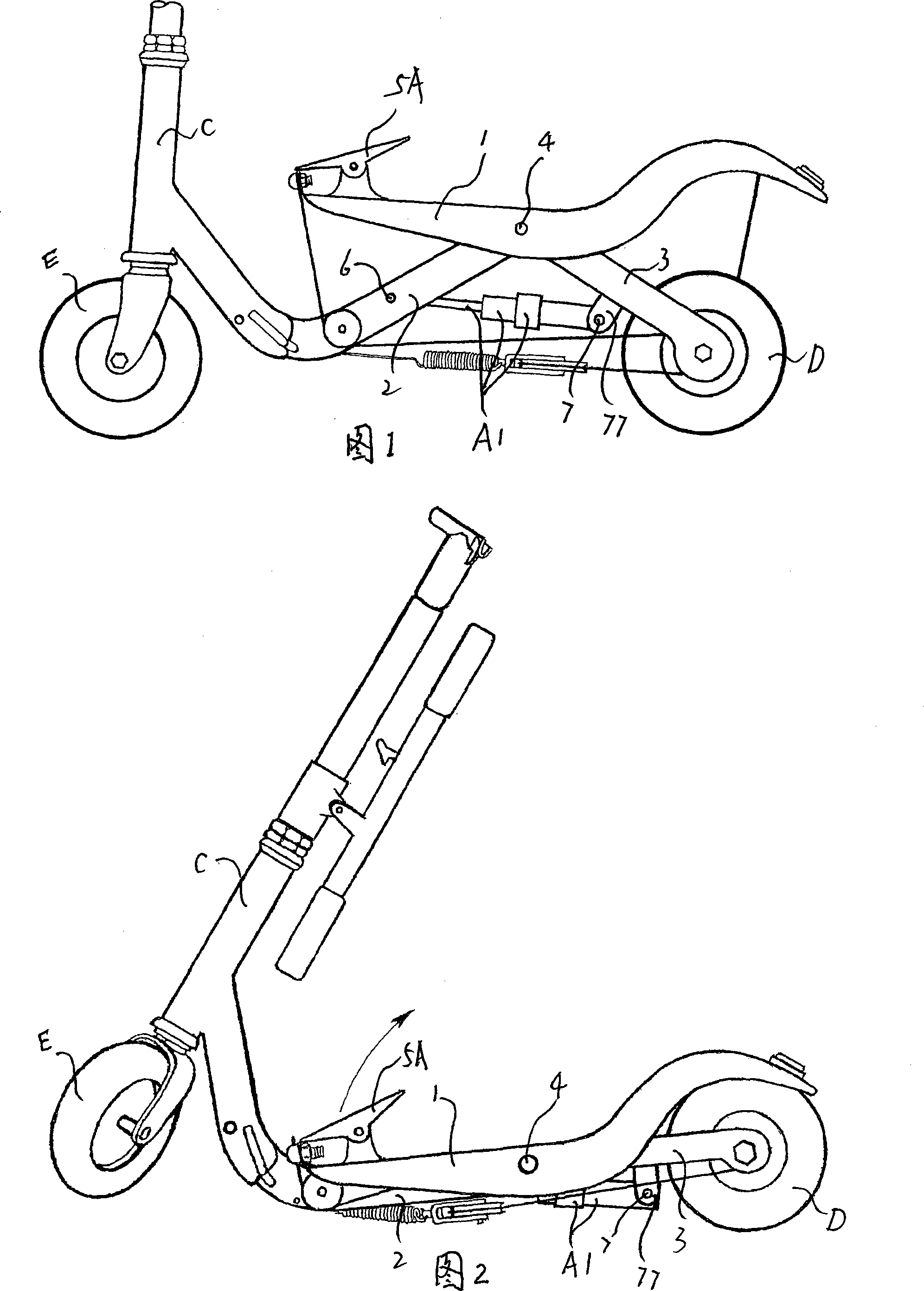 Folding vehicle frame