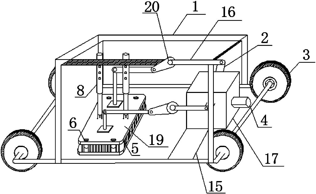 Connecting-rod stretchable-cuttage pull-type perforating machine for stevia rebaudiana seedlings