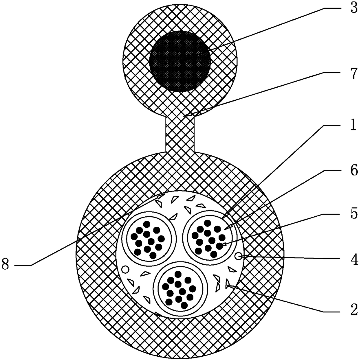 Multicore bundling self-supporting optical fiber cable and manufacturing method thereof