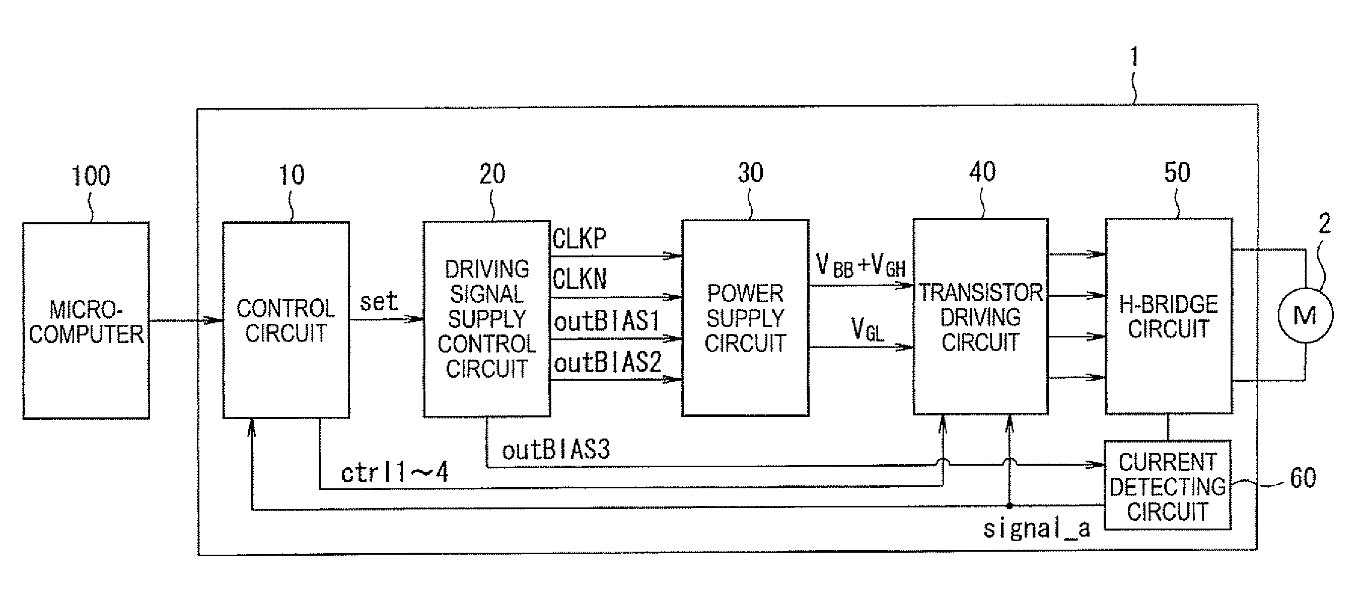 Semiconductor device for controlling supply of driving signals