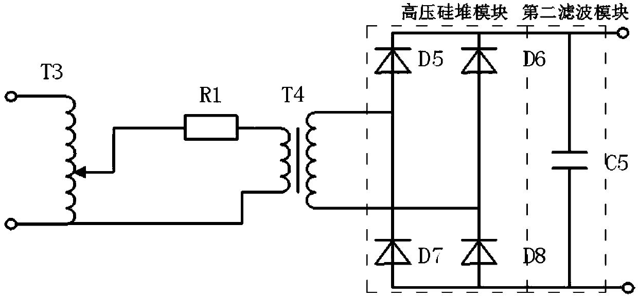 A crude oil electric dehydration device and method with a DC superimposed AC pulsed electric field