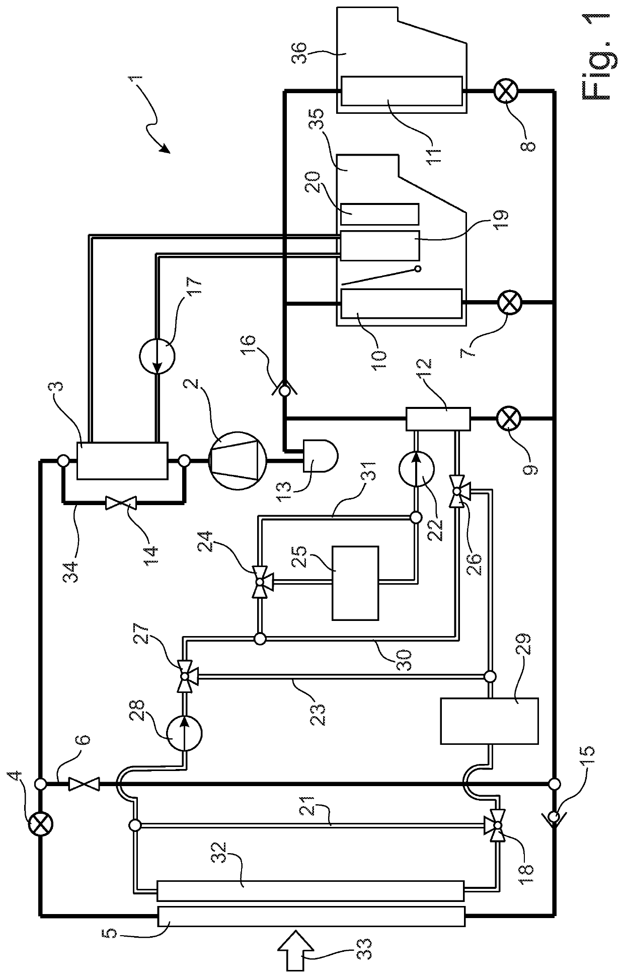 Heat flow management device and method for operating a heat flow management device