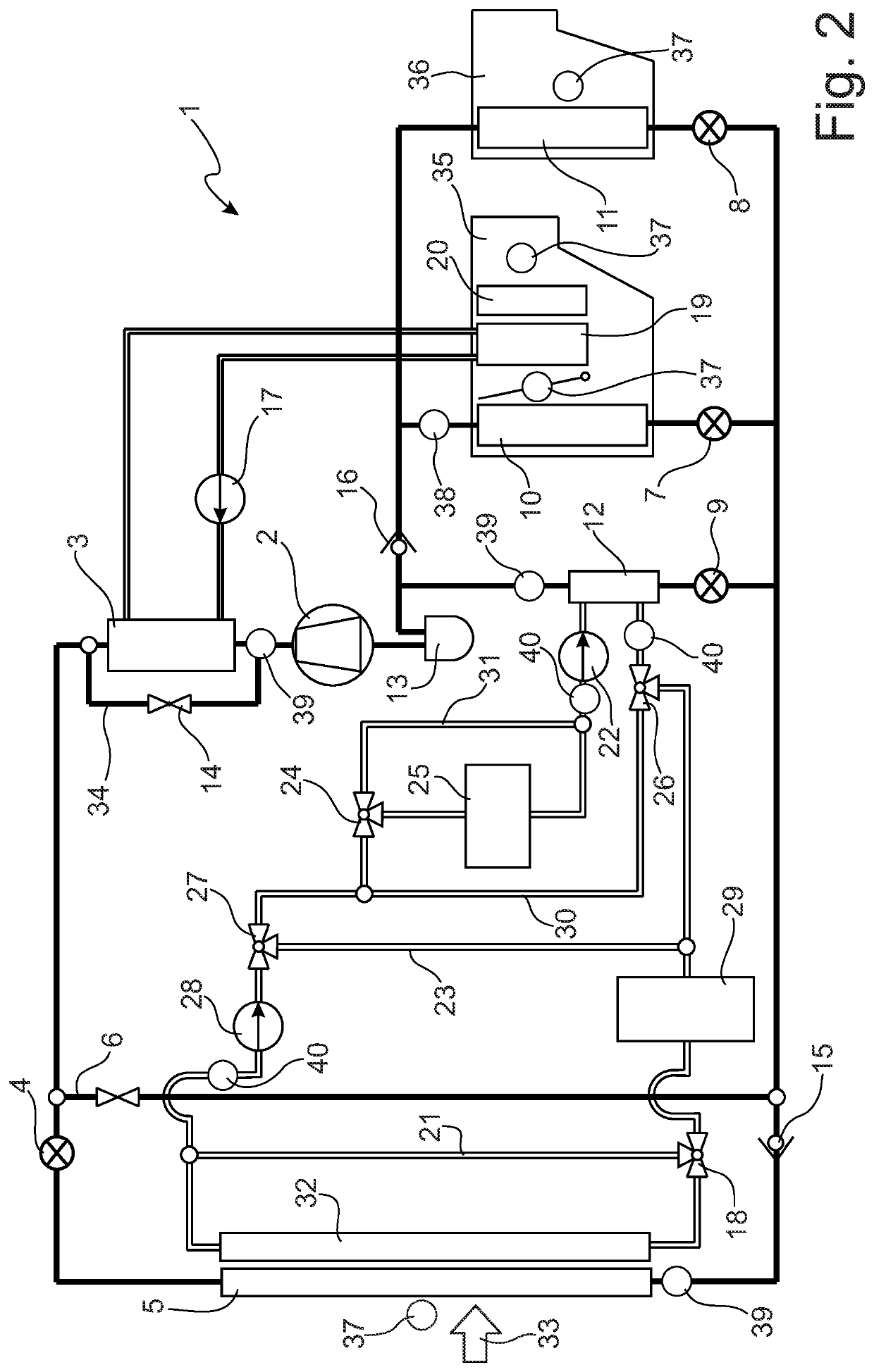 Heat flow management device and method for operating a heat flow management device