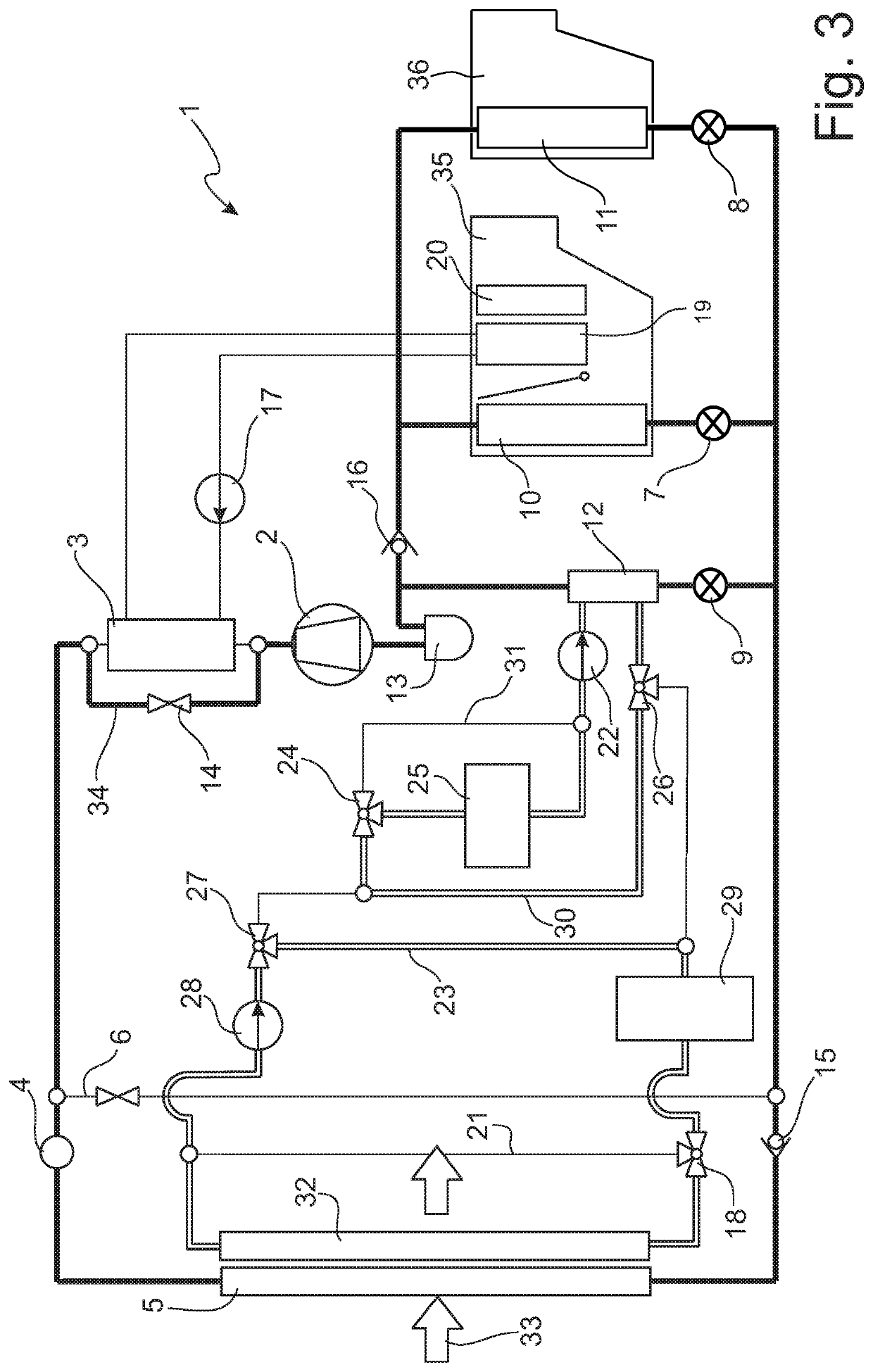 Heat flow management device and method for operating a heat flow management device