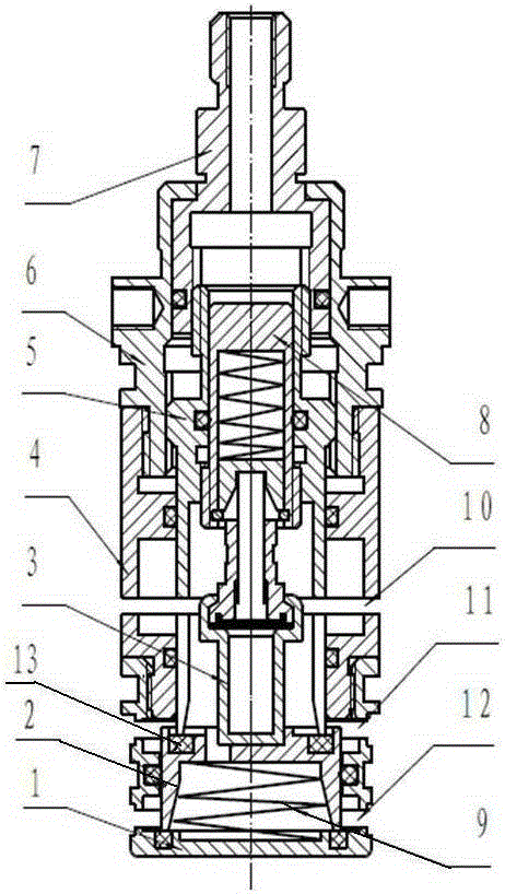 Cold-water-and-hot-water synchronous valve core structure