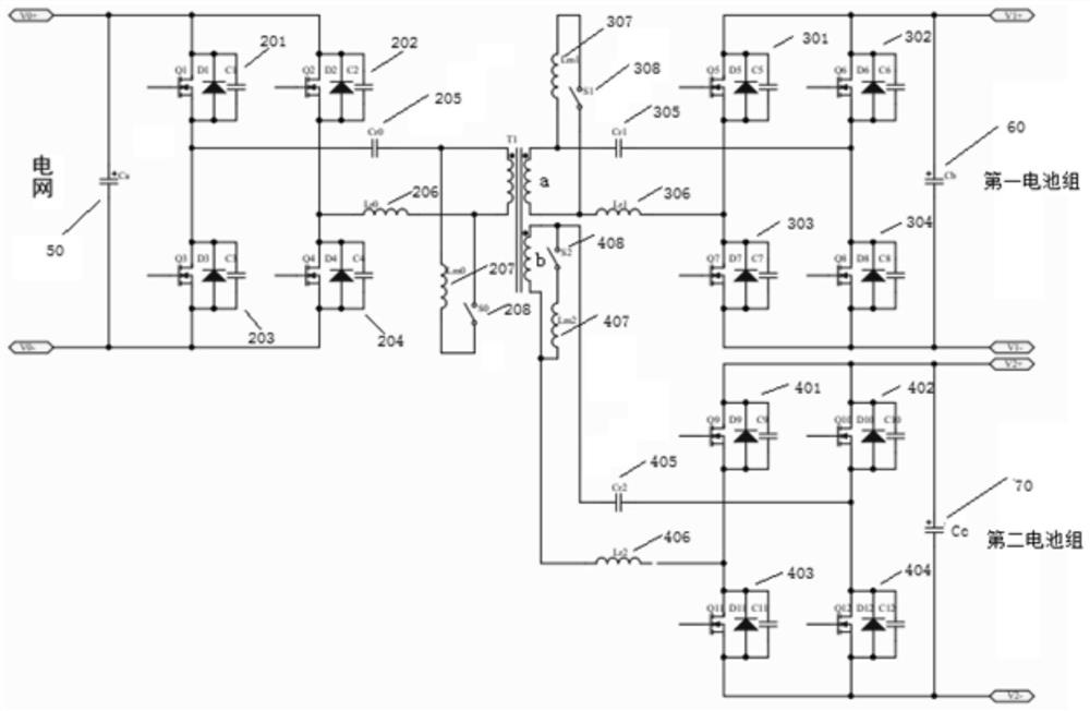 Isolated full-bridge LLC double-path bidirectional DC-DC conversion circuit and charging pile