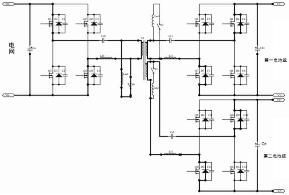 Isolated full-bridge LLC double-path bidirectional DC-DC conversion circuit and charging pile