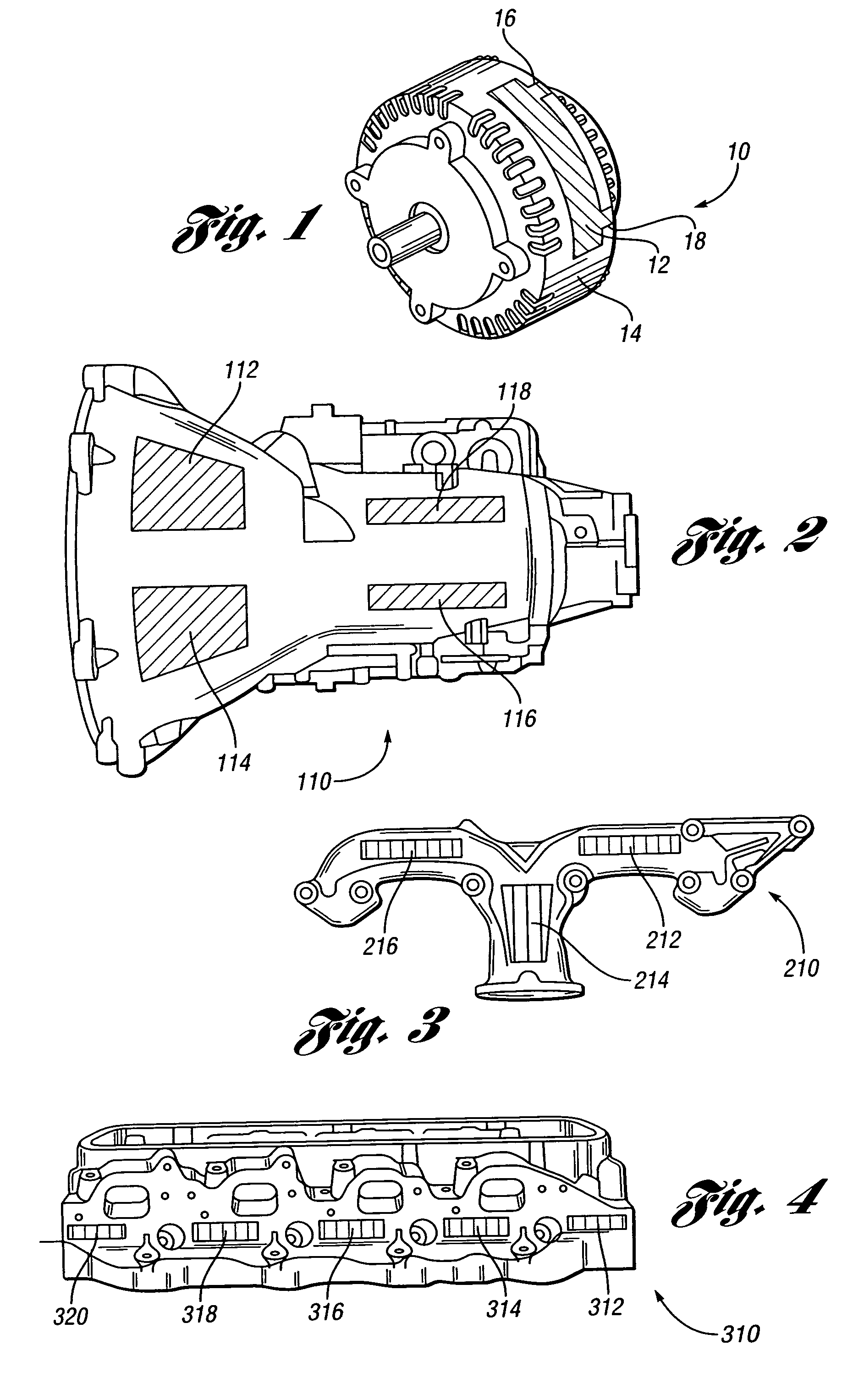 Method of casting components with inserts for noise reduction