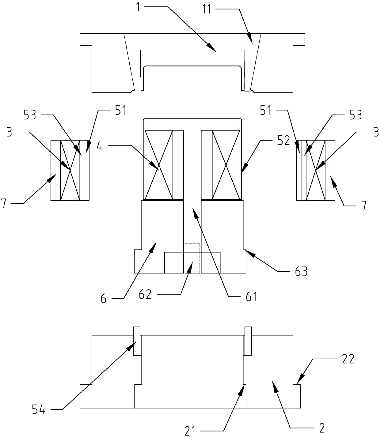 Injection die and injection method used for preparing multi-orientation anisotropic plastic magnetic body