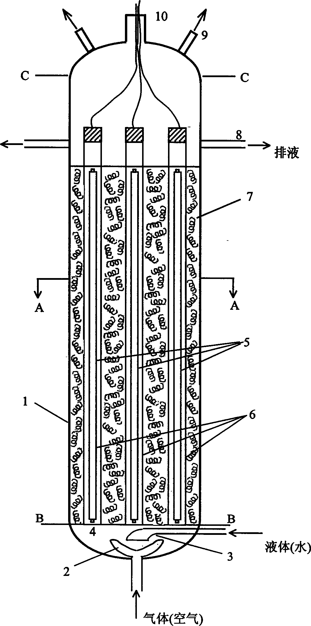 Visible photoactivating photo catalyst and light-column type packed bed reaction unit