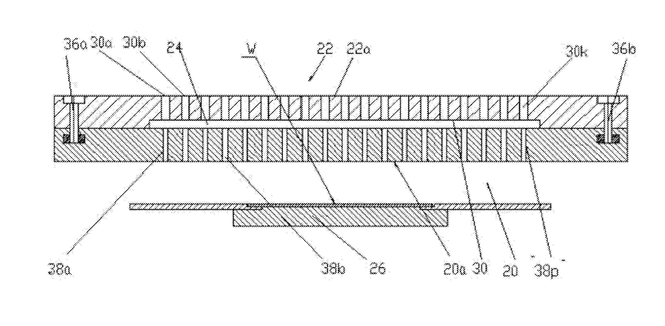 Showerhead-cooler system of a semiconductor-processing chamber for semiconductor wafers of large area