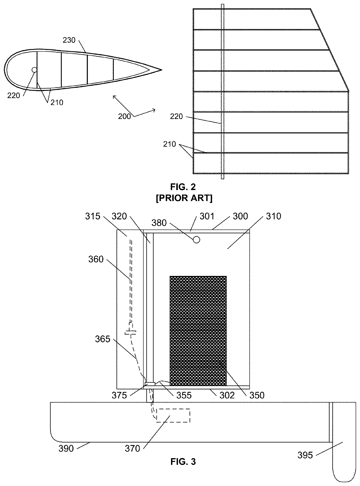 Housing electrical components in a wingsail