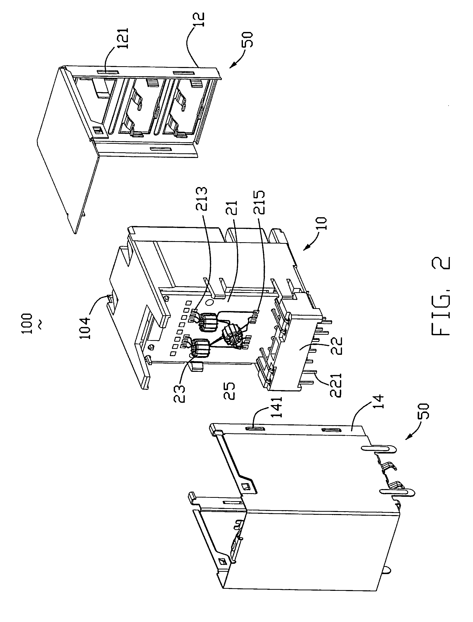 Modular jack having an improved magnetic module