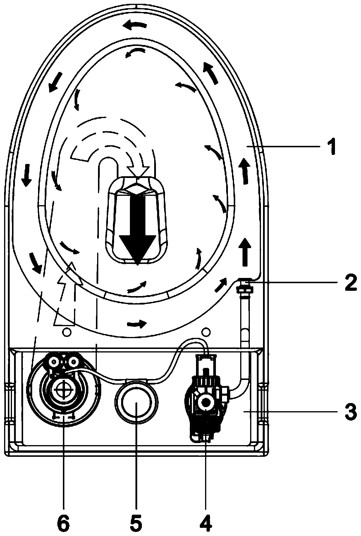 Pneumatic controlled toilet with water tank hidden under toilet seat