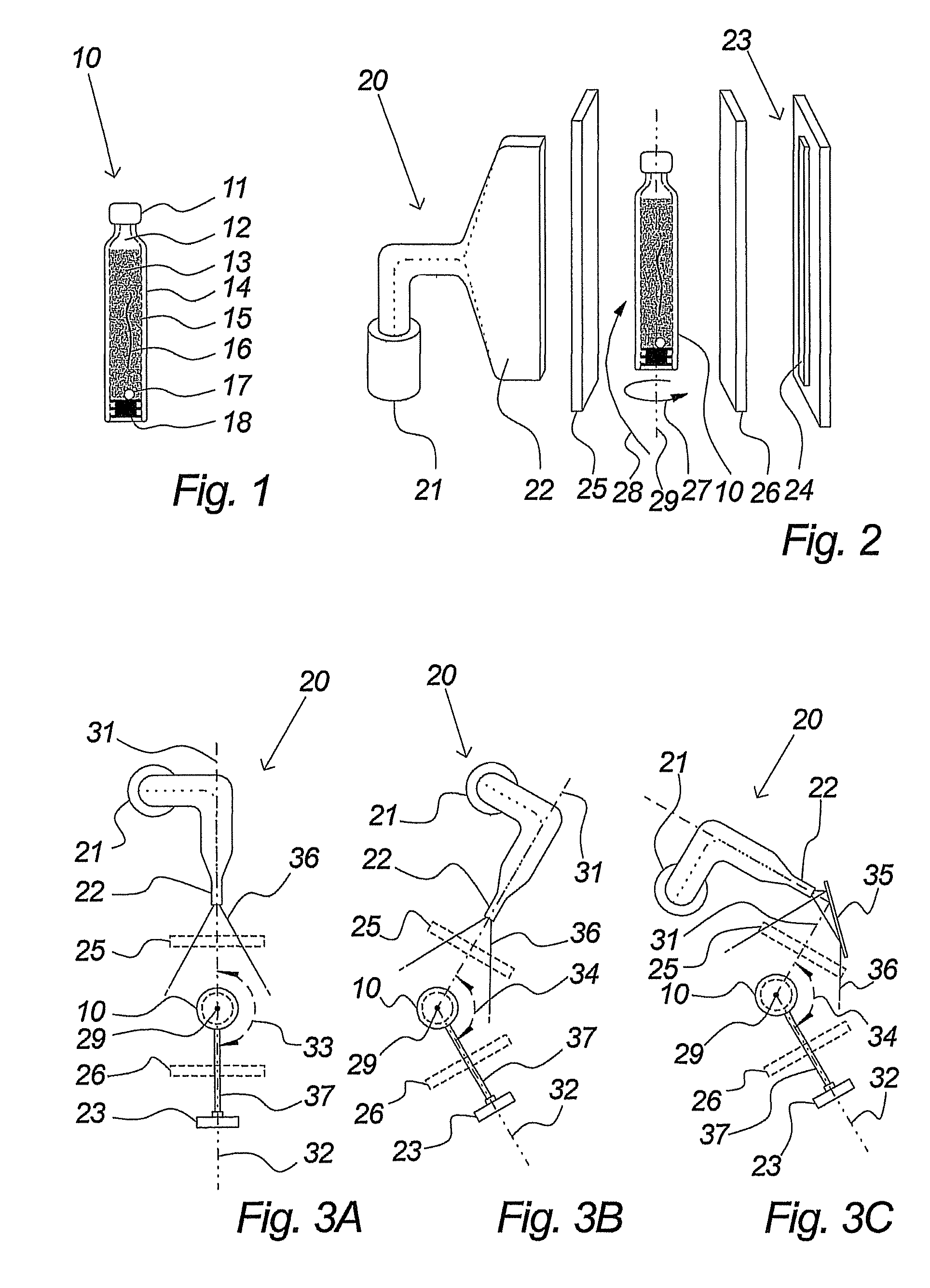 Method and system for irradiating and inspecting liquid-carrying containers