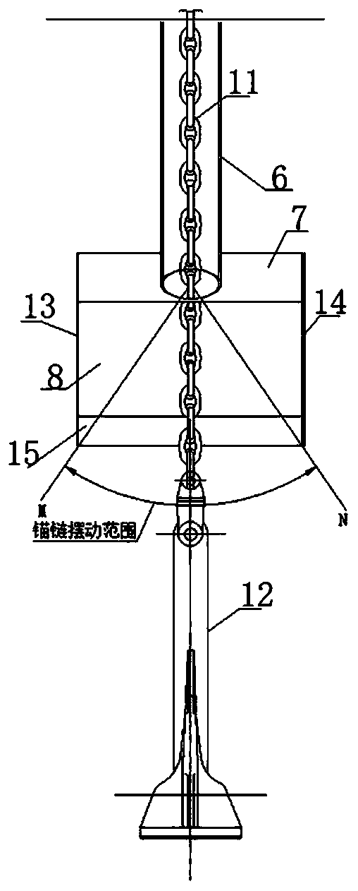 Ship and hidden type anchor hole structure