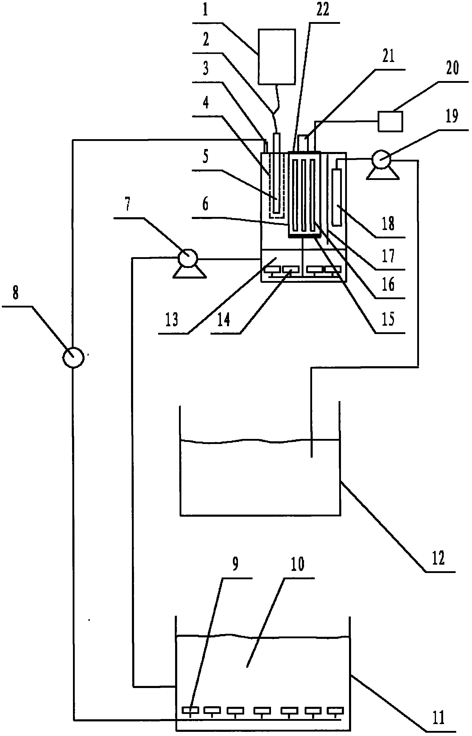 Microwave photocatalytic degradation treatment device for industrial wastewater containing organic pollutants