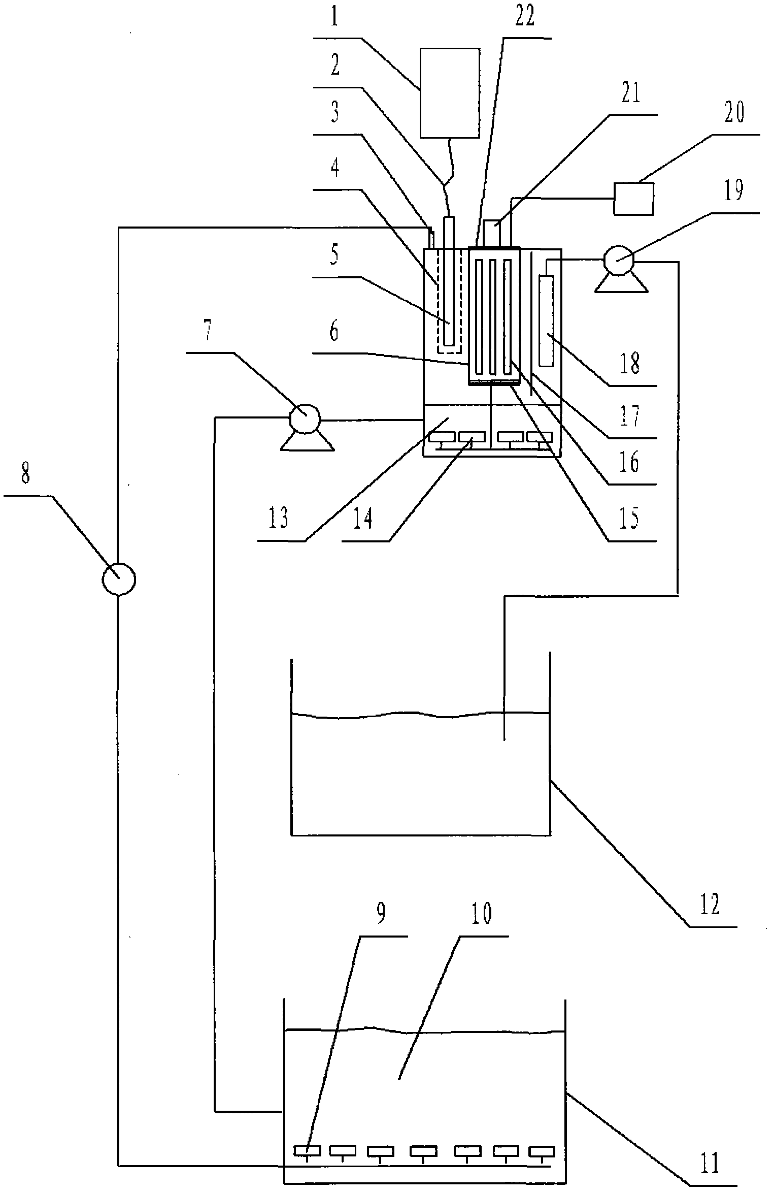 Microwave photocatalytic degradation treatment device for industrial wastewater containing organic pollutants