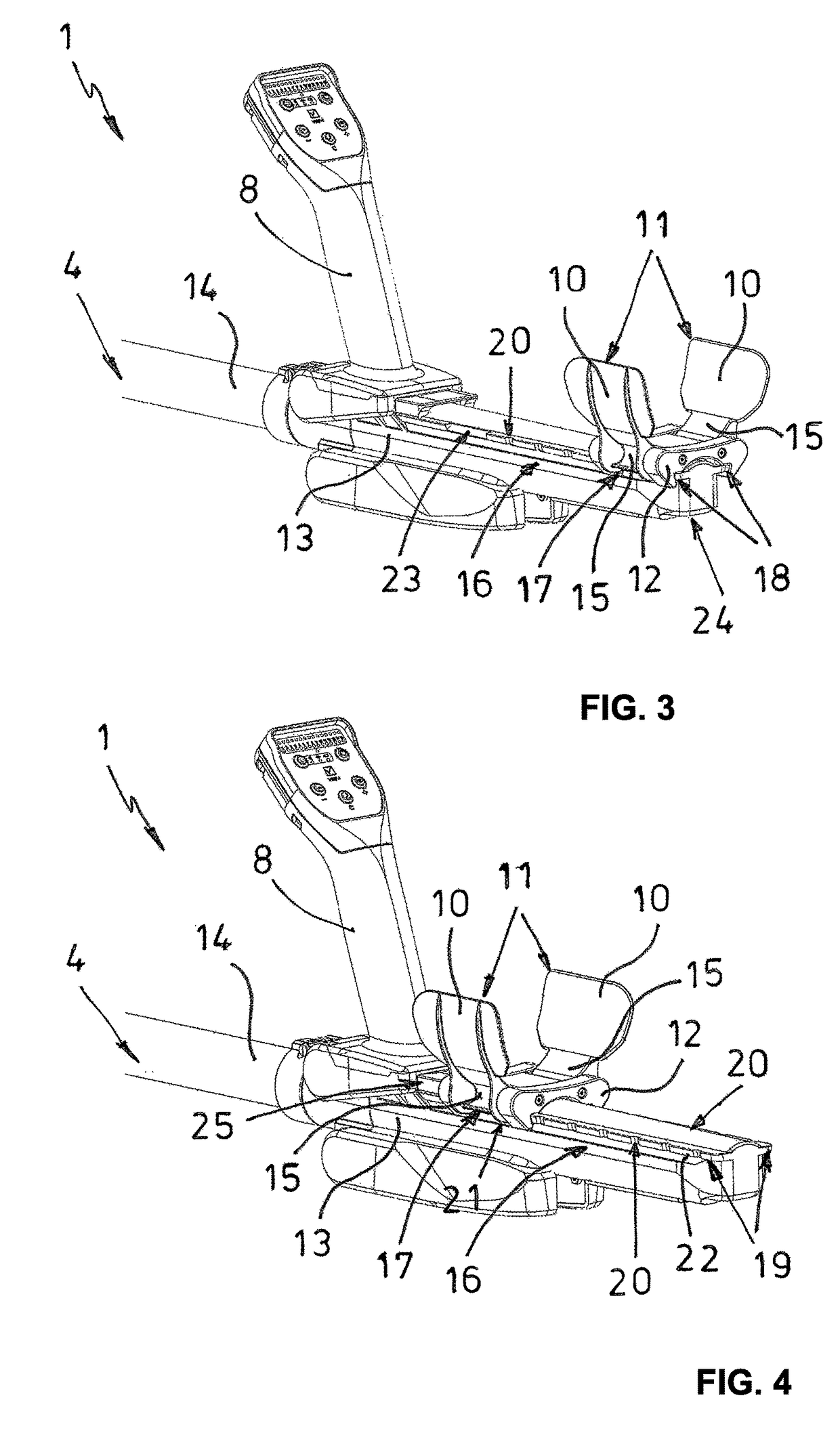 Detector with telescoping support pole and foldable arm support