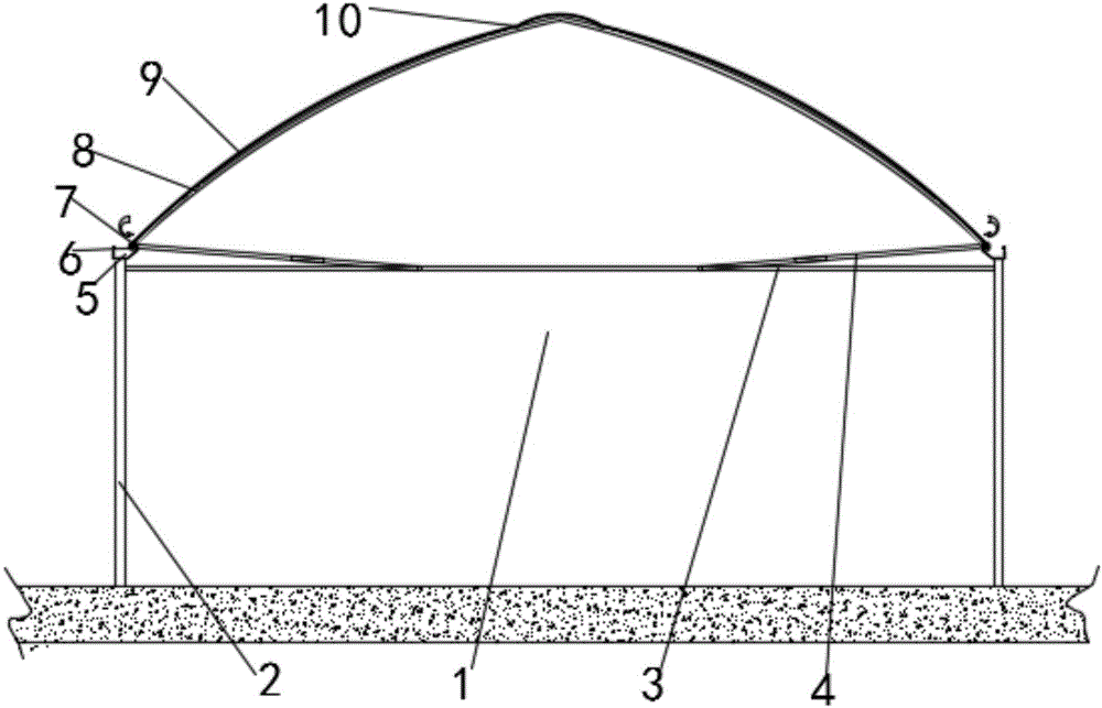 Film winding device with drainage function on greenhouse