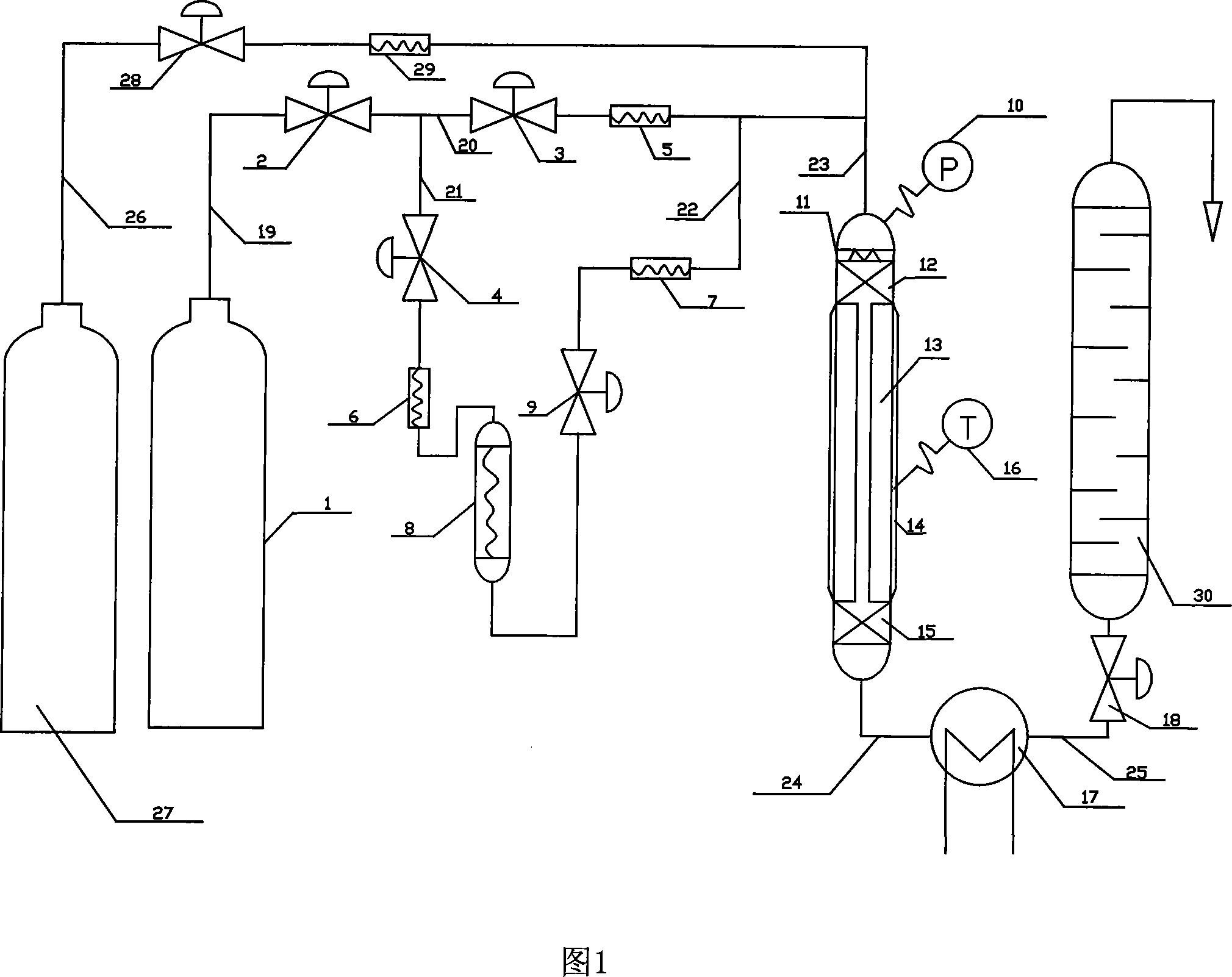 Method for producing N-ethyl butyl amine by pipe reaction and device thereof