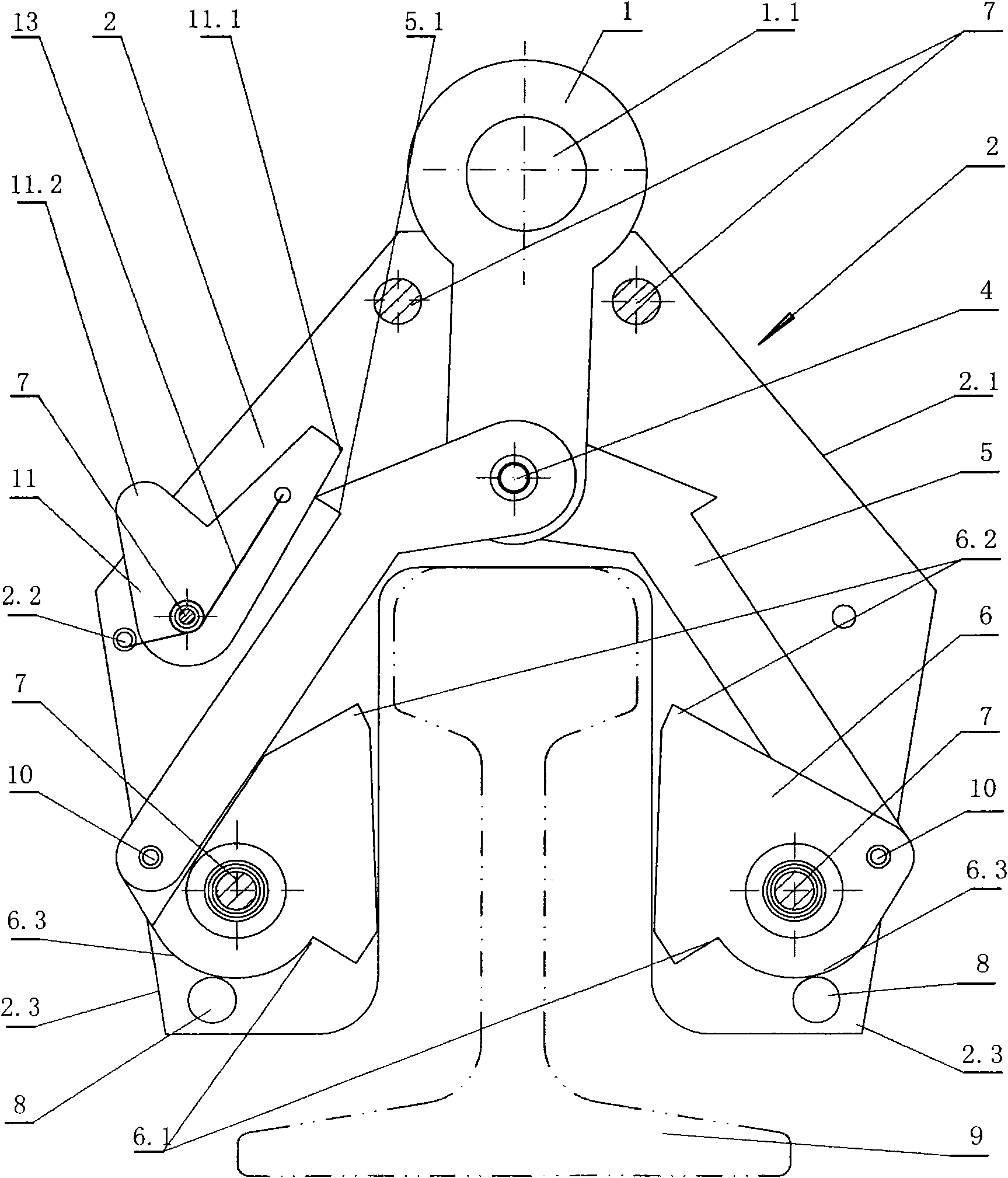 Special hanger for loading and unloading steel rails