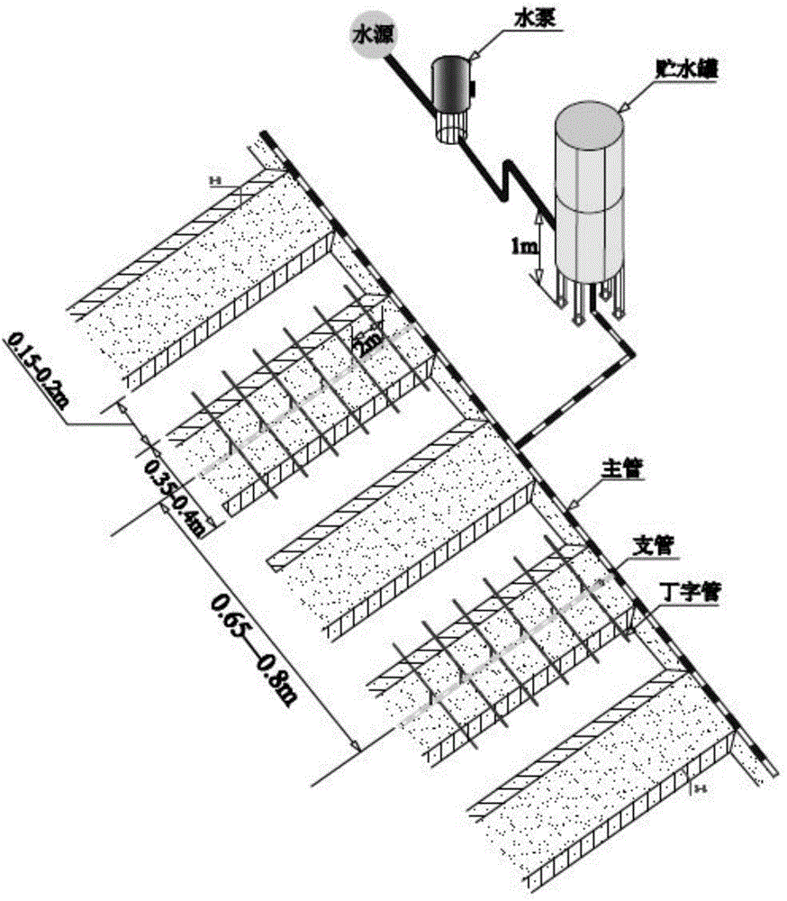 Large-row crop bubbler-trickle furrow irrigation water supply system and furrow irrigation water-saving cultivation method thereof