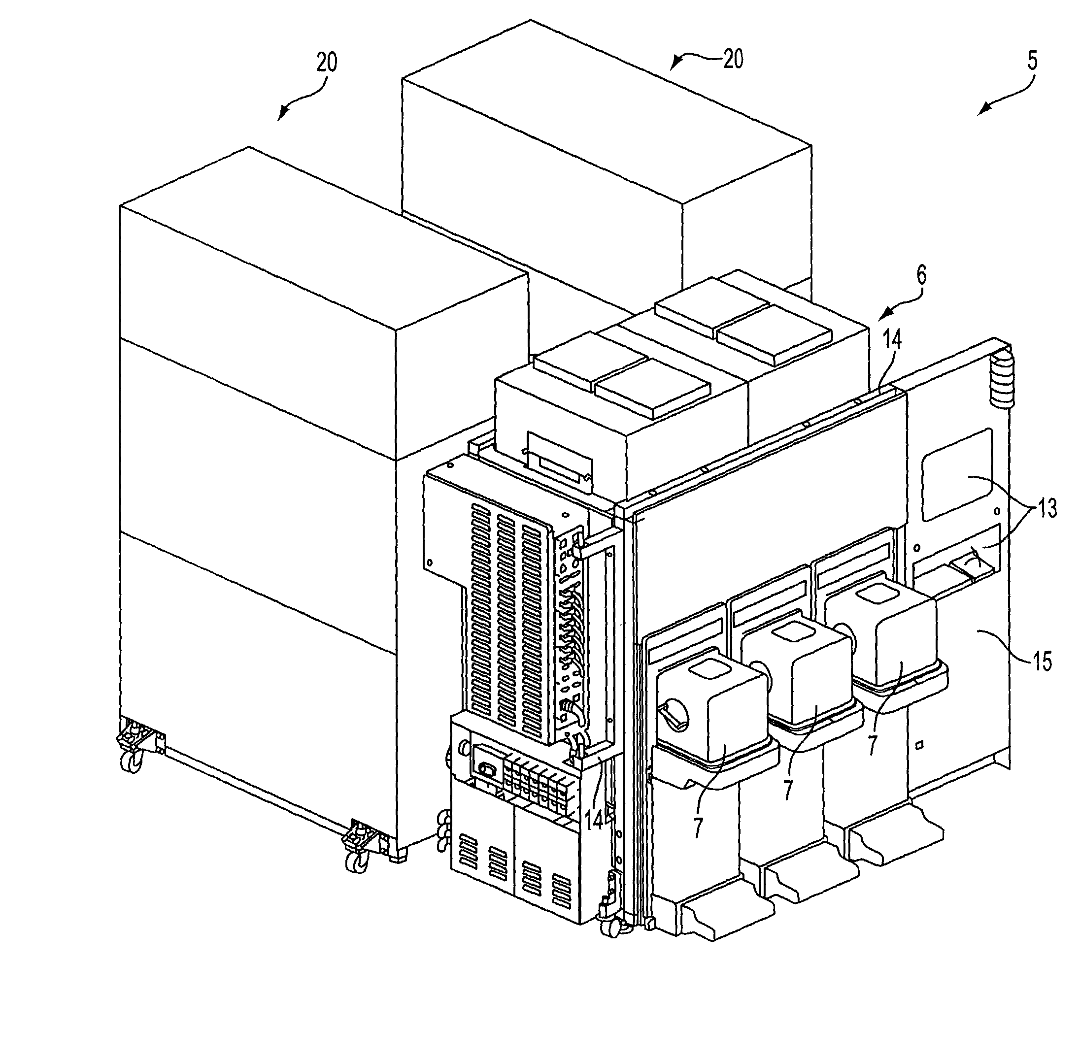 Semiconductor wafer processing system with vertically-stacked process chambers and single-axis dual-wafer transfer system