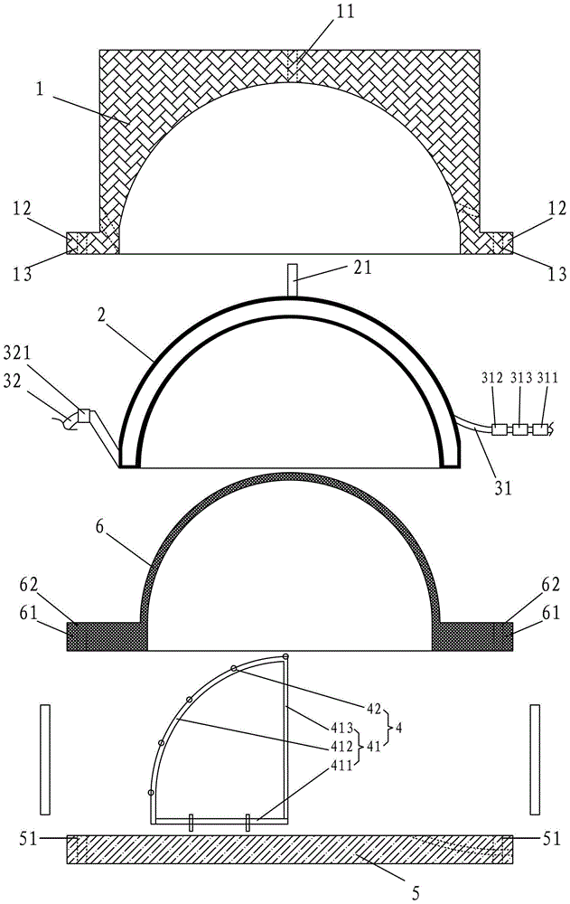 A novel ultimate external pressure test device and test method for a concrete hemispherical shell