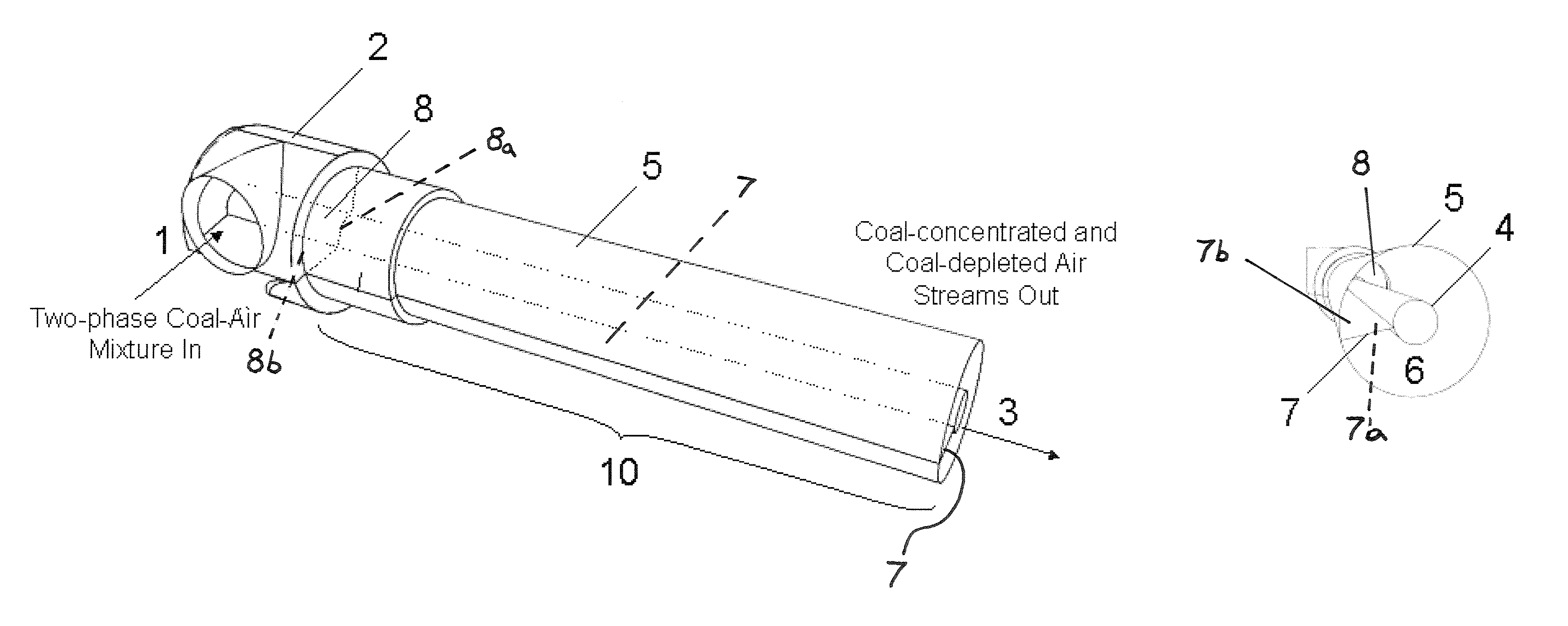 Apparatus for reducing NOx emissions in furnaces through the concentration of solid fuel as compared to air