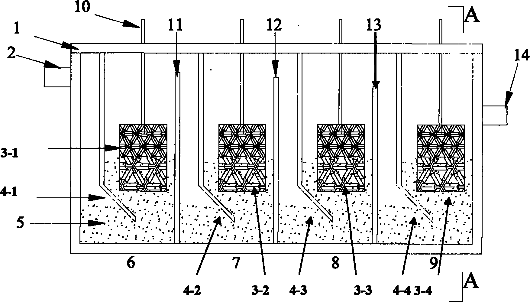 Anaerobic baffle plate type microbial fuel cell stack