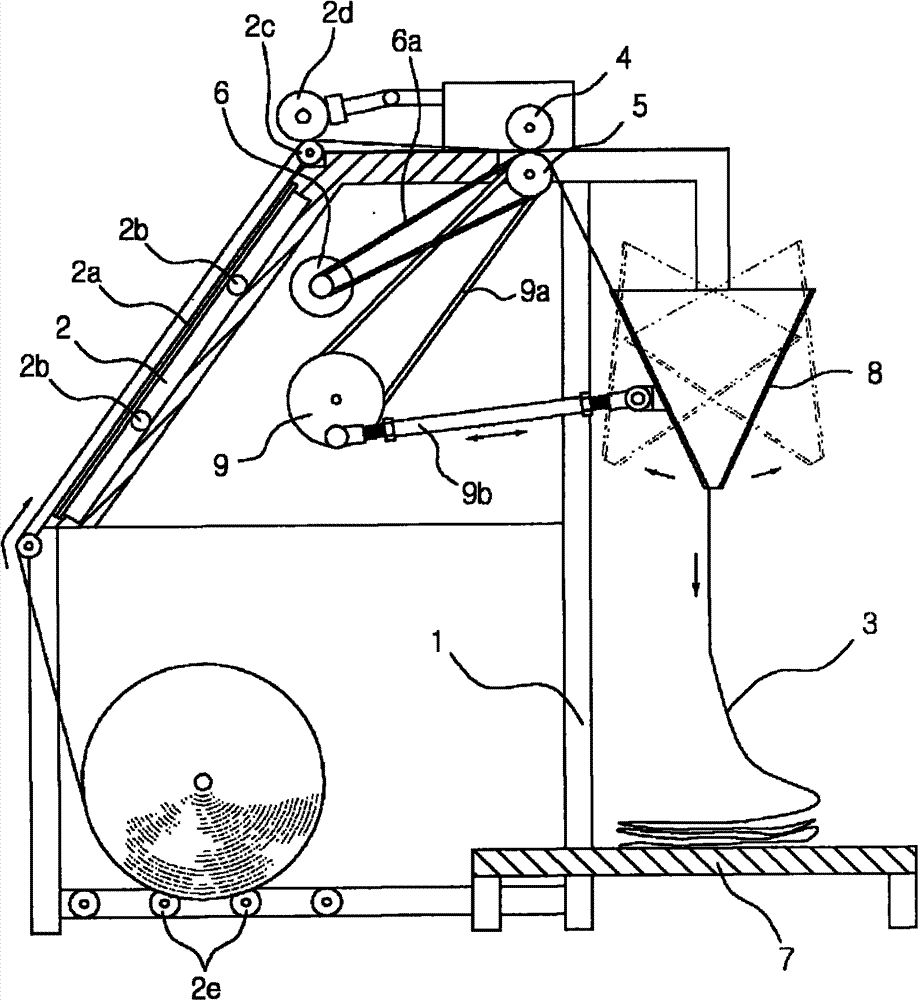 Device for drawing fabrics of fabric inspection machine