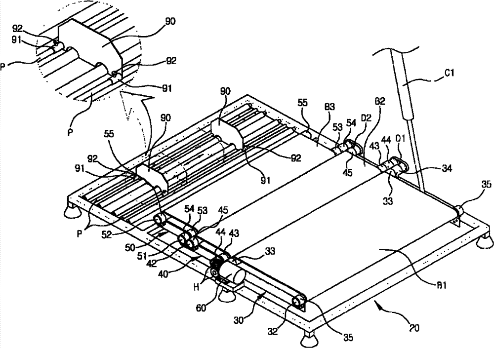 Device for drawing fabrics of fabric inspection machine