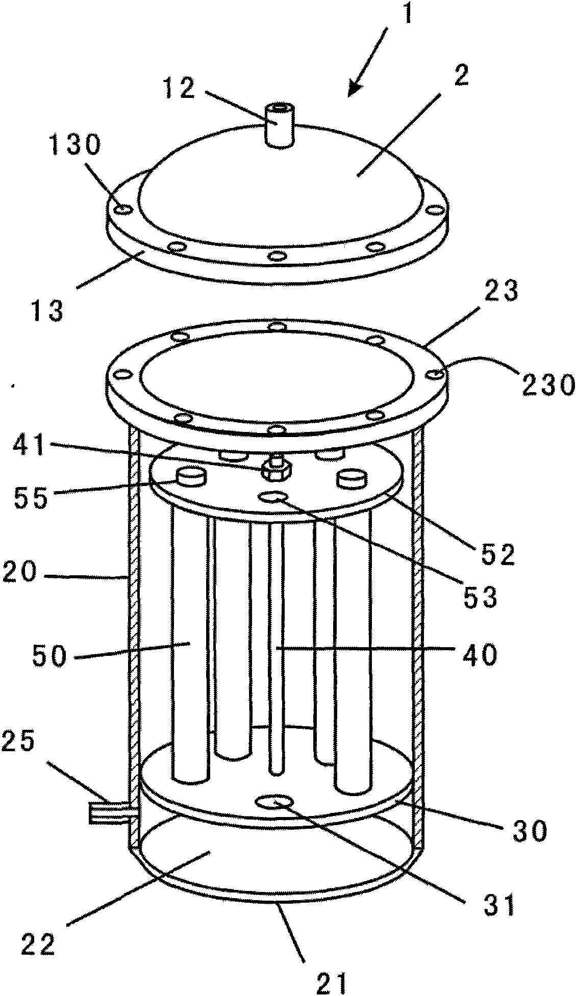 Method and device for supporting and fixing filter element of precision filter by using upper seal head