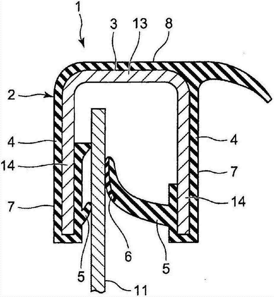 Extrusion molded product having core material