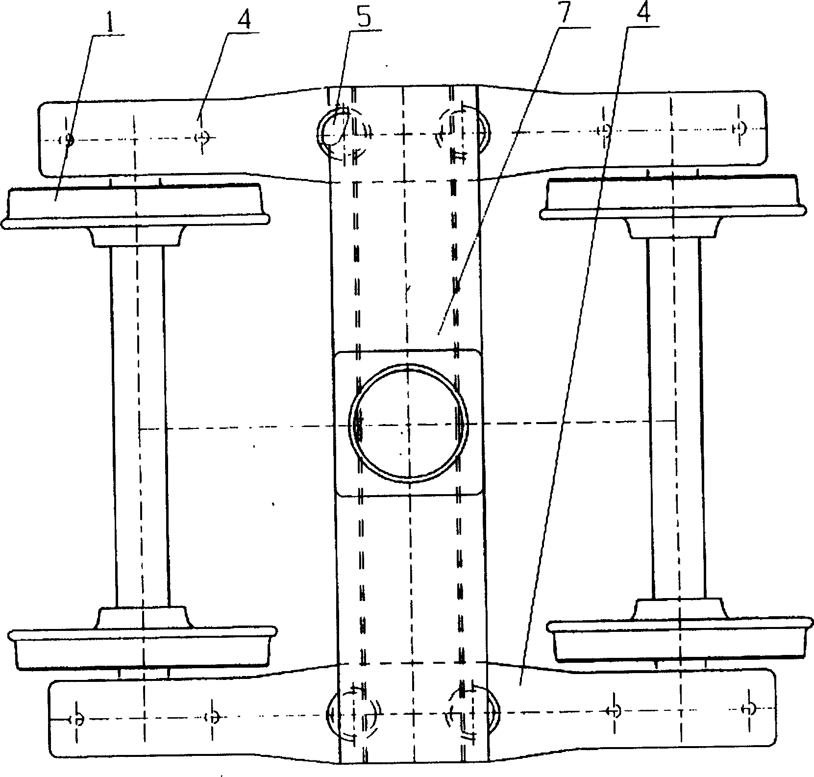 Suspension swing type bogie of axle box for railway vehicle