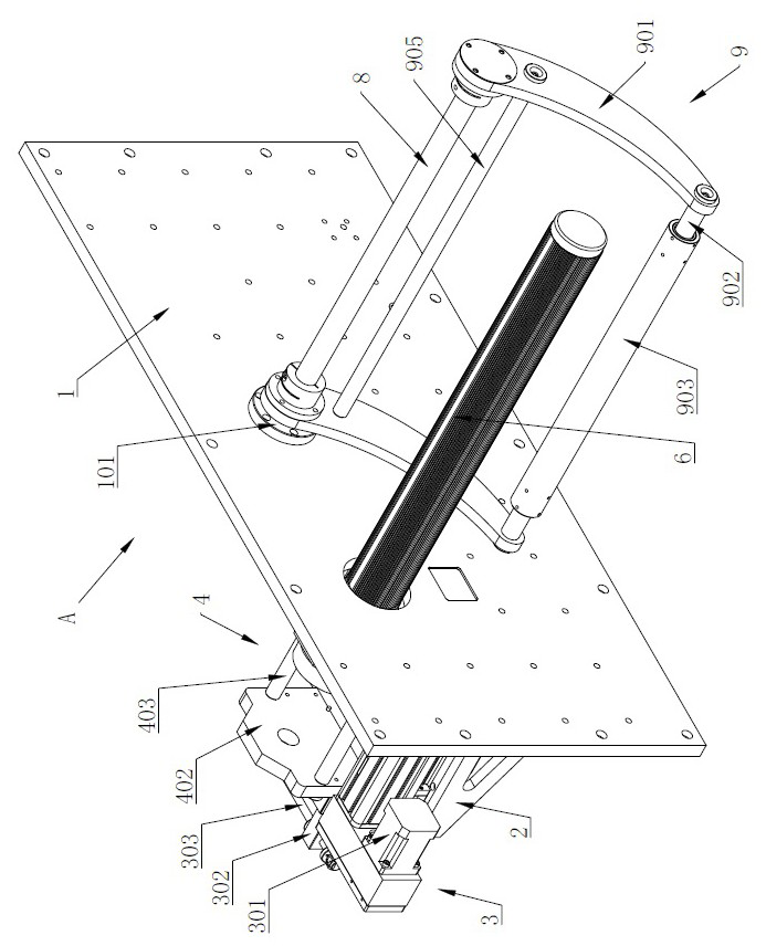 An online deviation correction and pressing assembly for material roll unwinding