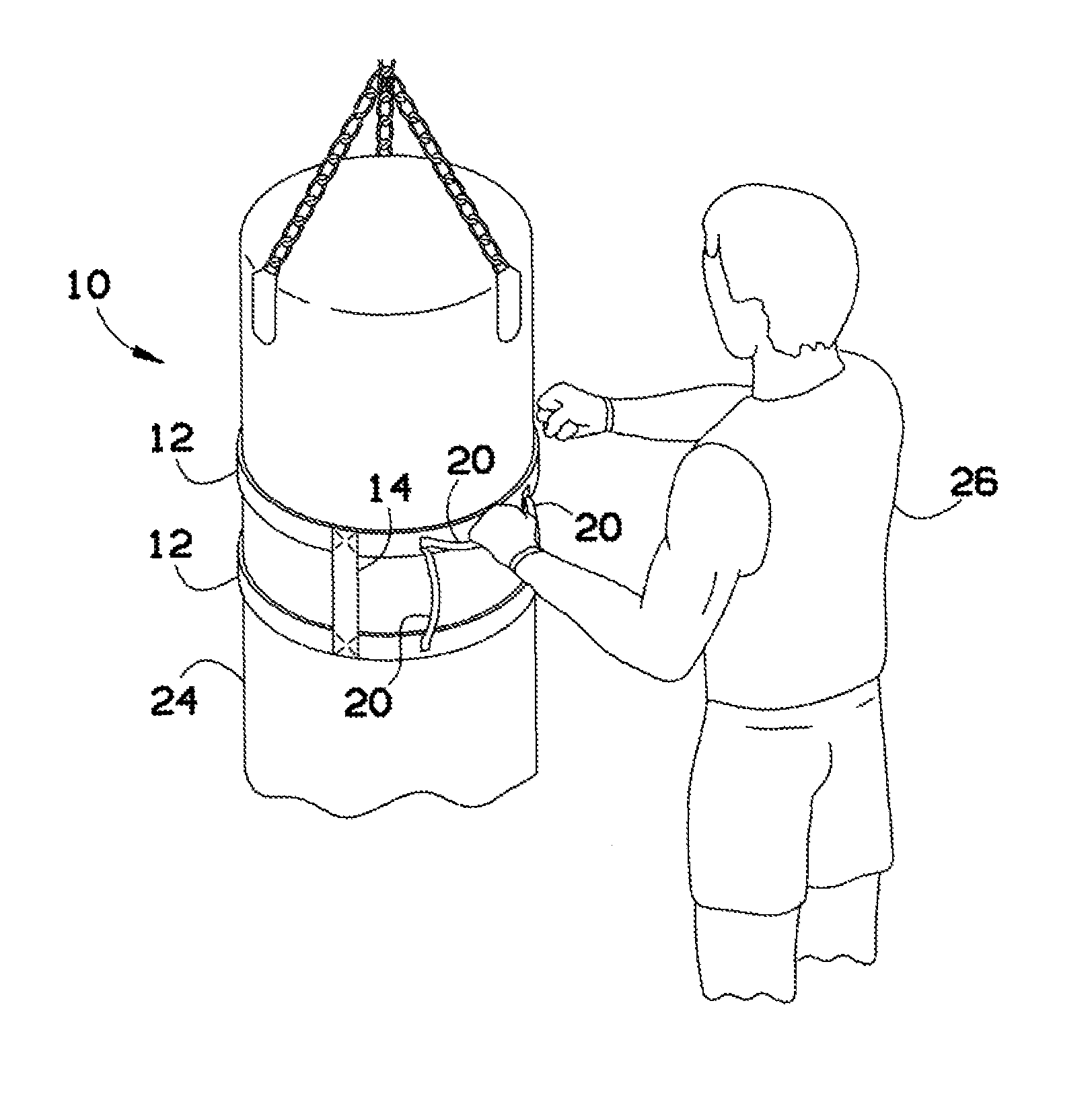 Strap for adapting a heavy bag to model real-life situations for training