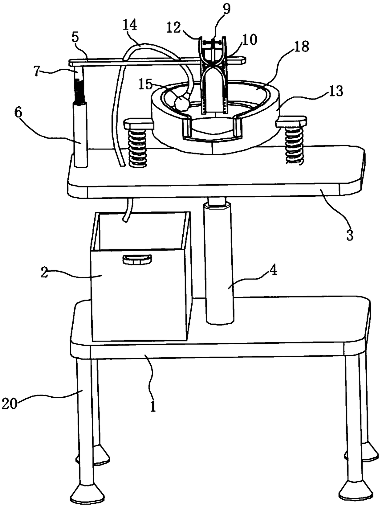 Posterior cranium distraction and drainage device in neurosurgery department